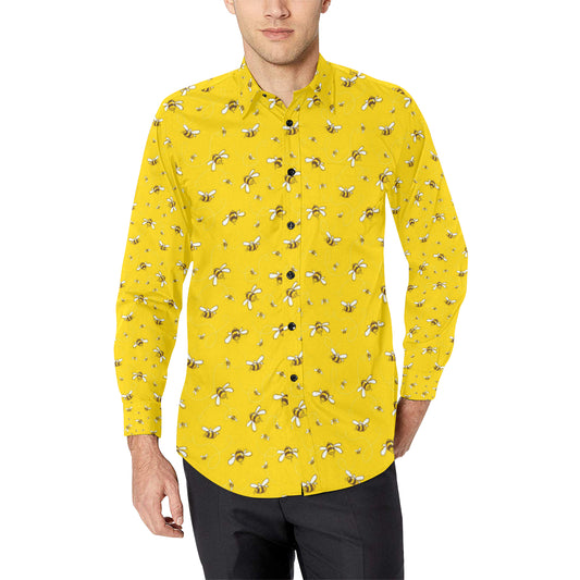 Bee Pattern Print Design 05 Men's Long Sleeve Shirt