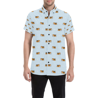 Beagle Pattern Print Design 06 Men's Short Sleeve Button Up Shirt