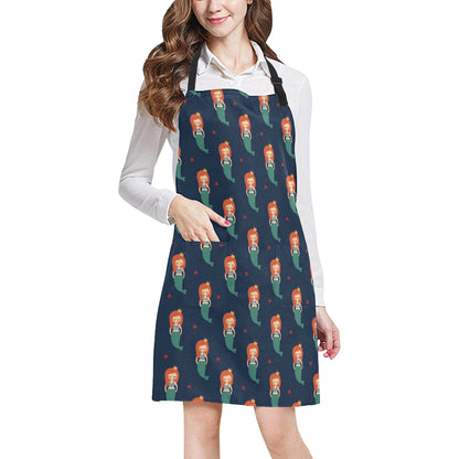 Mermaid Girl Pattern Print Design 01 Apron with Pocket