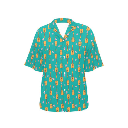 Ukulele Print Design LKS403 Women's Hawaiian Shirt