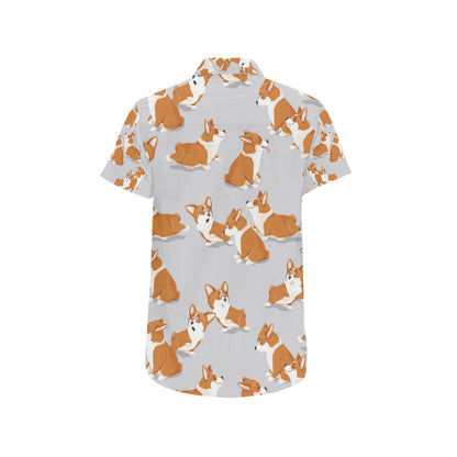 Pembroke Welsh Corgis Pattern Print Design A04 Men's Short Sleeve Button Up Shirt