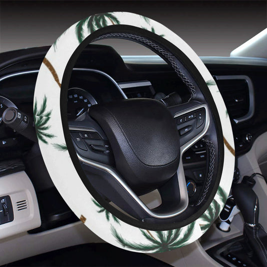 Palm Tree Pattern Print Design PT07 Steering Wheel Cover with Elastic Edge