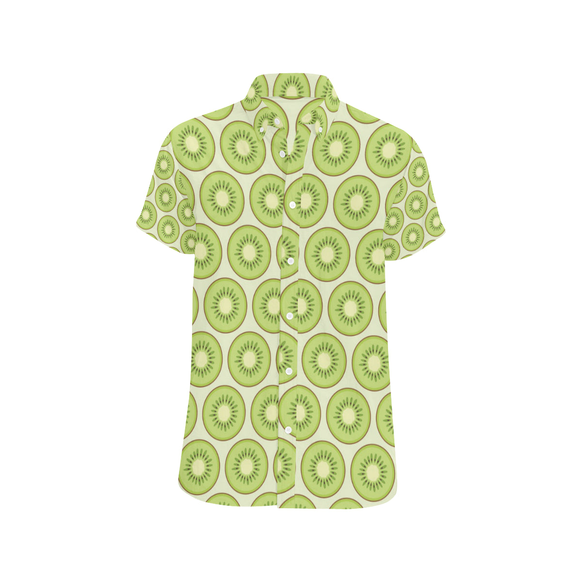 Kiwi Pattern Print Design KW02 Men's Short Sleeve Button Up Shirt