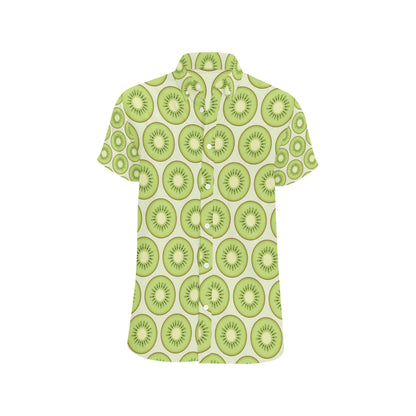 Kiwi Pattern Print Design KW02 Men's Short Sleeve Button Up Shirt