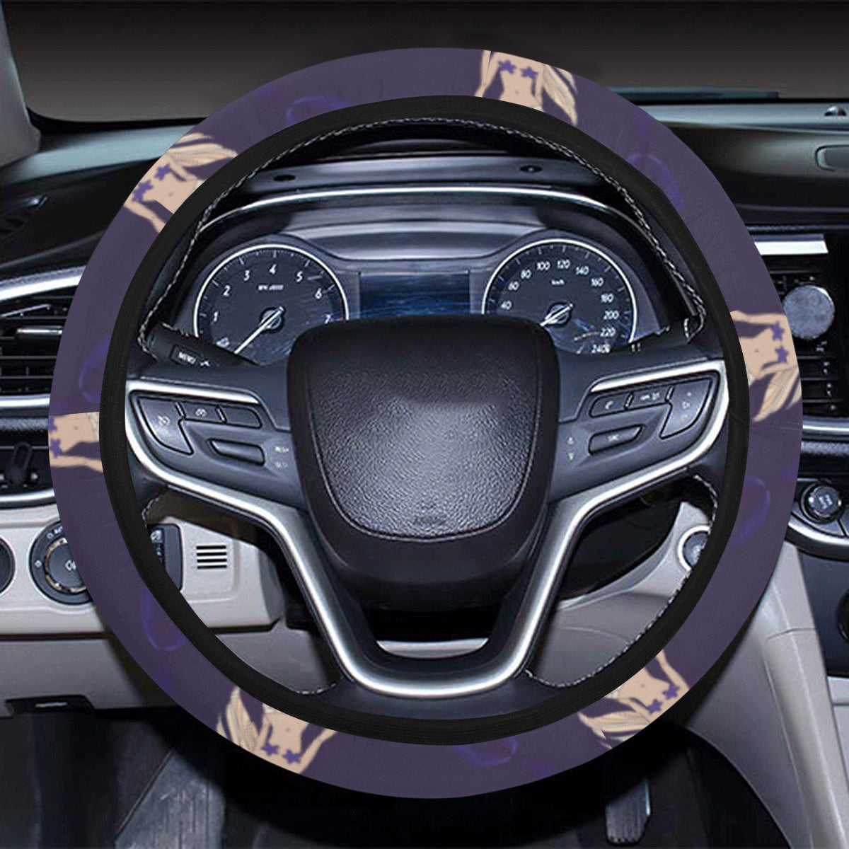 Mermaid Pattern Print Design 02 Steering Wheel Cover with Elastic Edge