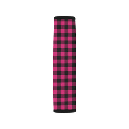 Pink Tartan Plaid Pattern Car Seat Belt Cover