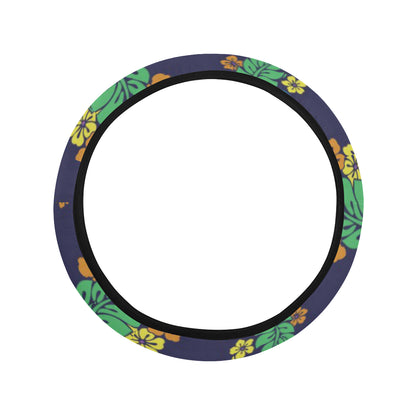 Hawaiian Themed Pattern Print Design H03 Steering Wheel Cover with Elastic Edge