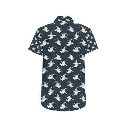 Astronaut Pattern Print Design 02 Men's Short Sleeve Button Up Shirt
