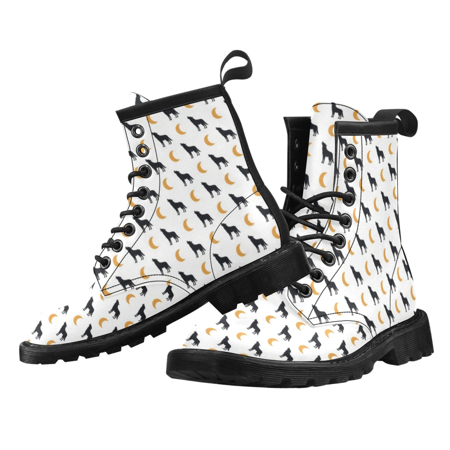 Wolf Moon Print Design LKS302 Women's Boots