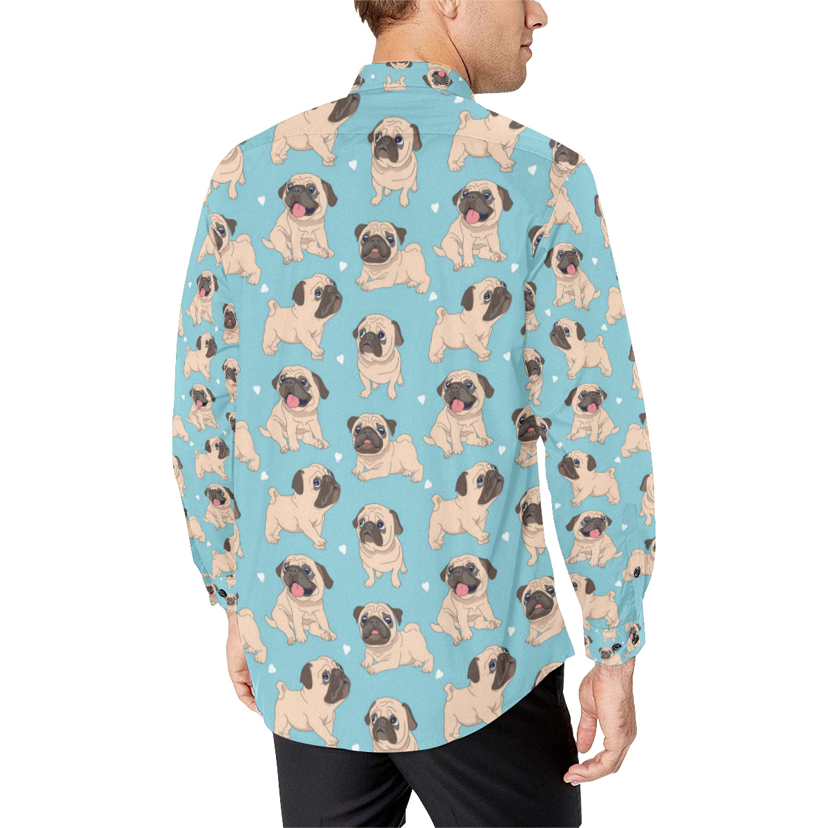 Pug Pattern Print Design A03 Men's Long Sleeve Shirt