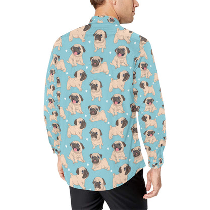 Pug Pattern Print Design A03 Men's Long Sleeve Shirt