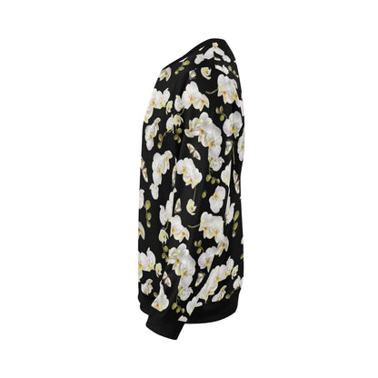 Orchid White Pattern Print Design OR011 Men Long Sleeve Sweatshirt