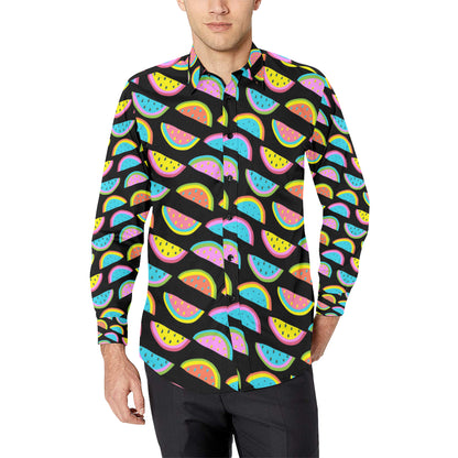 Watermelon Pattern Print Design WM08 Men's Long Sleeve Shirt