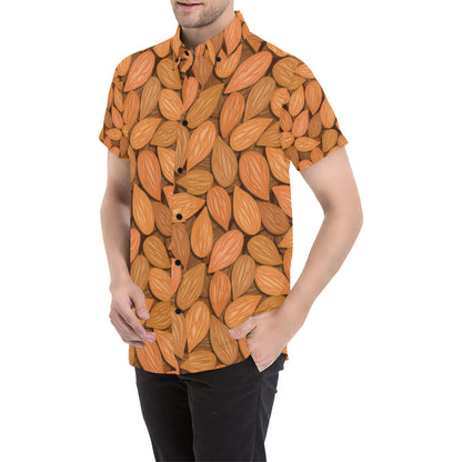 Almond Pattern Print Design 01 Men's Short Sleeve Button Up Shirt