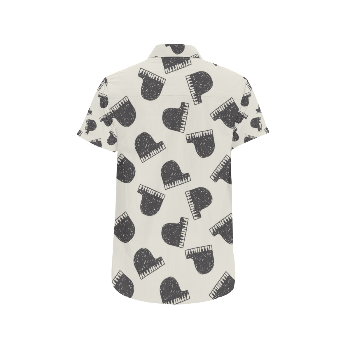 Piano Pattern Print Design 04 Men's Short Sleeve Button Up Shirt