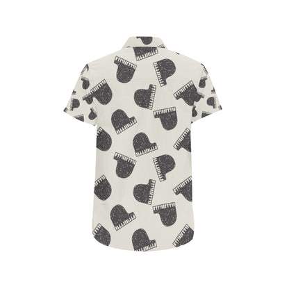 Piano Pattern Print Design 04 Men's Short Sleeve Button Up Shirt