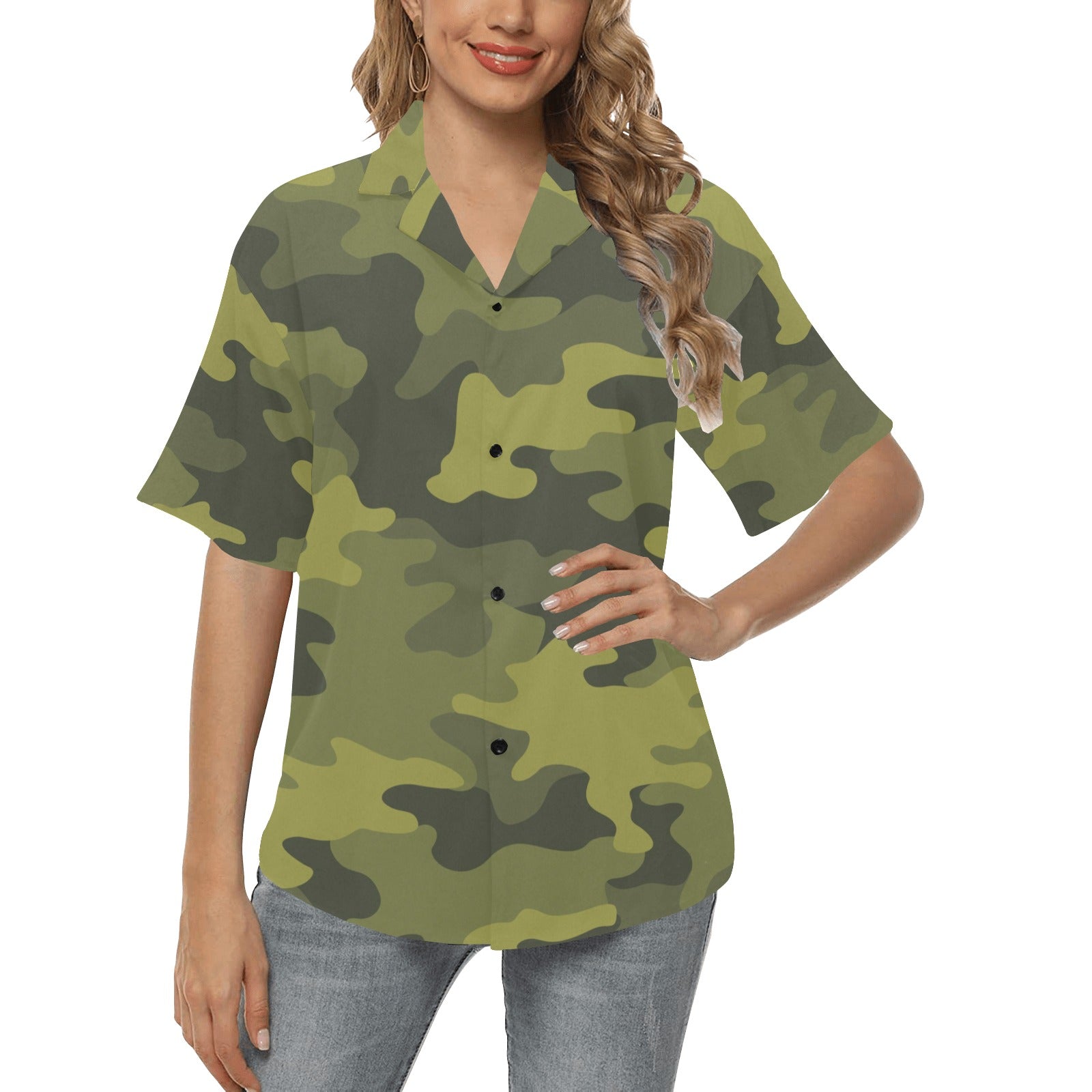 Military Camouflage Pattern Print Design 02 Women's Hawaiian Shirt