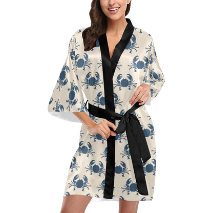 Crab Pattern Print Design 02 Women's Short Kimono