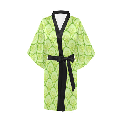 Cucumber Pattern Print Design CC04 Women's Short Kimono