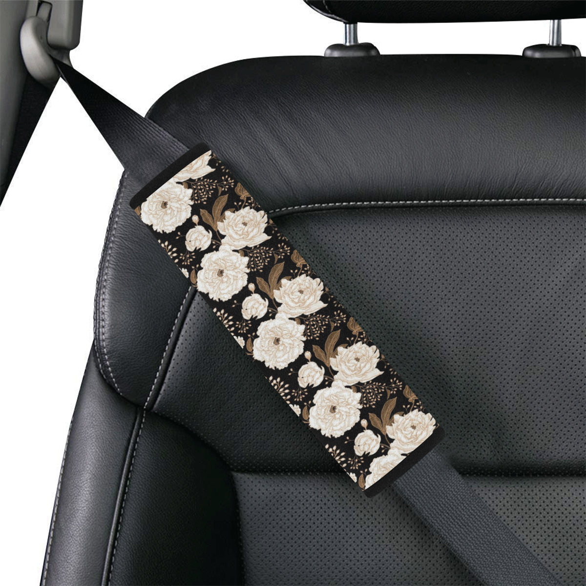 Peony Pattern Print Design A02 Car Seat Belt Cover