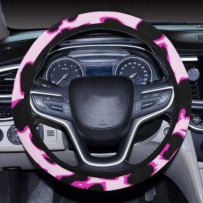 Pink Leopard Print Steering Wheel Cover with Elastic Edge