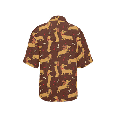 Dachshund Happy Print Pattern Women's Hawaiian Shirt