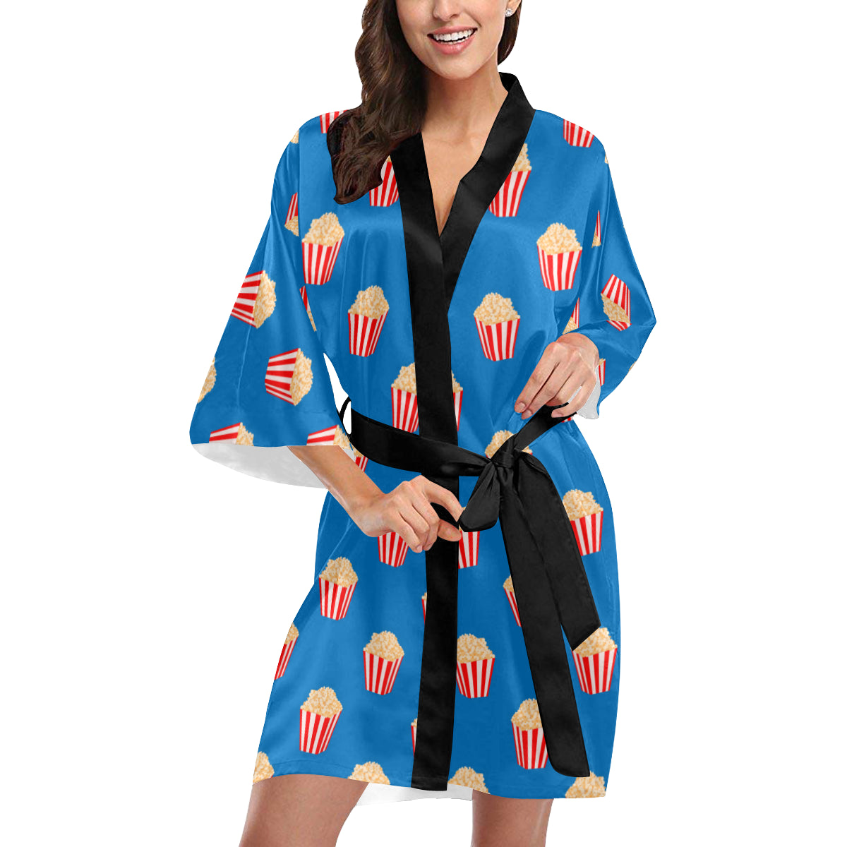 Popcorn Pattern Print Design A04 Women's Short Kimono