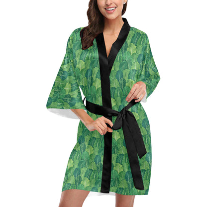 Cabbage Pattern Print Design 02 Women's Short Kimono