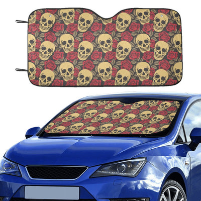 Skull And Roses Print Design LKS302 Car front Windshield Sun Shade