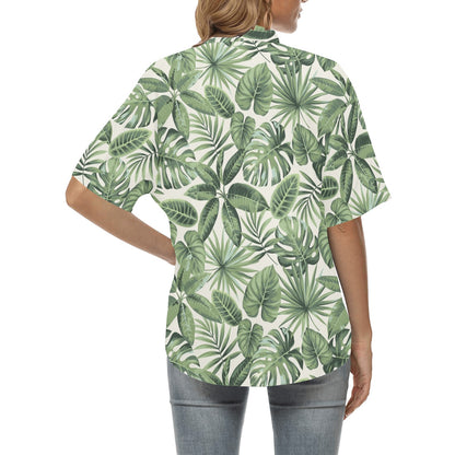 Palm Leaves Pattern Print Design PL014 Women's Hawaiian Shirt