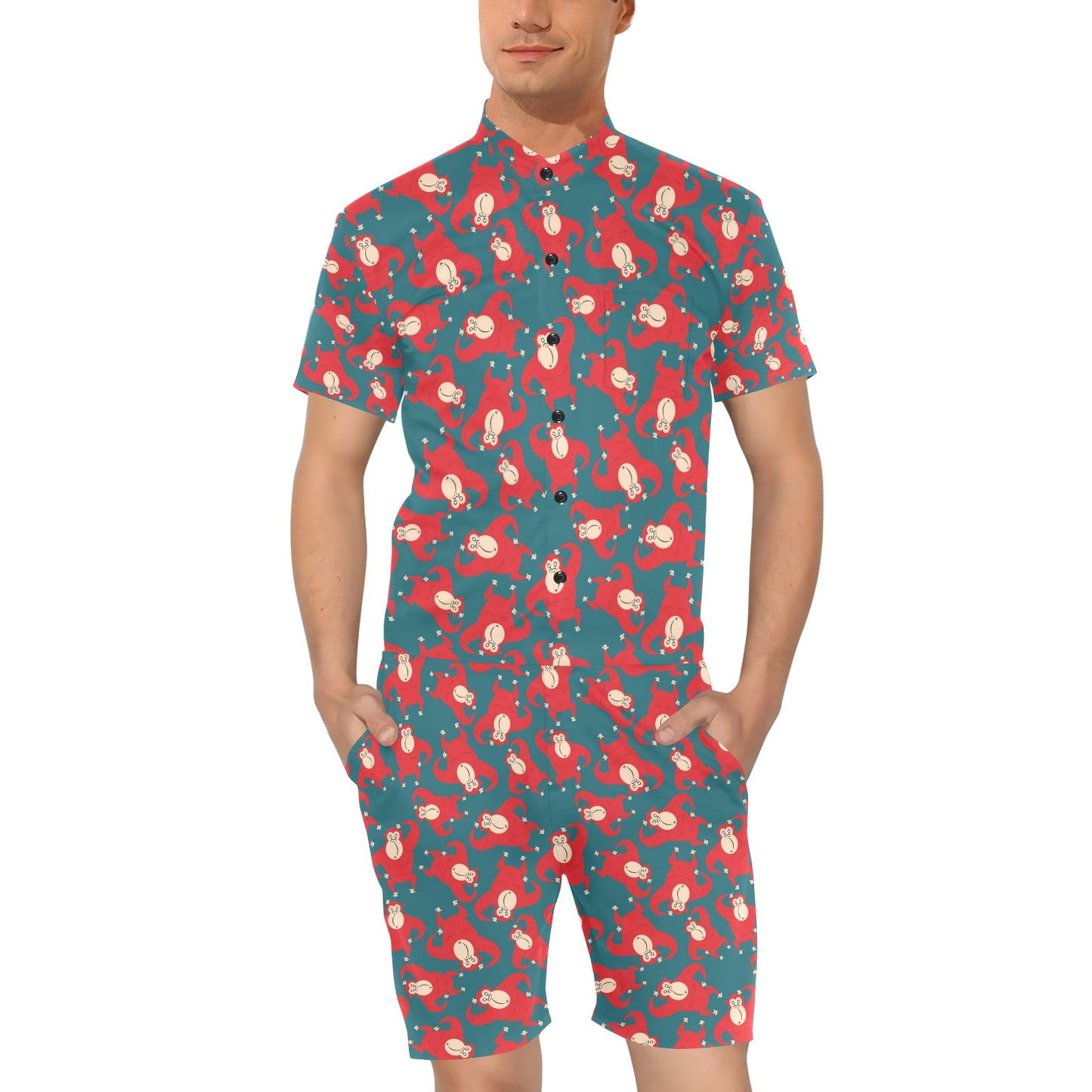 Chimpanzee Pattern Print Design 04 Men's Romper