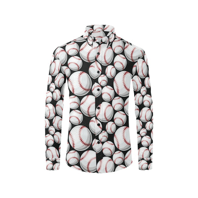 Baseball Black Background Men's Long Sleeve Shirt