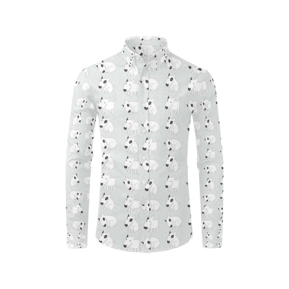 Bull Terrier hand draw Print Pattern Men's Long Sleeve Shirt