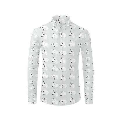 Bull Terrier hand draw Print Pattern Men's Long Sleeve Shirt