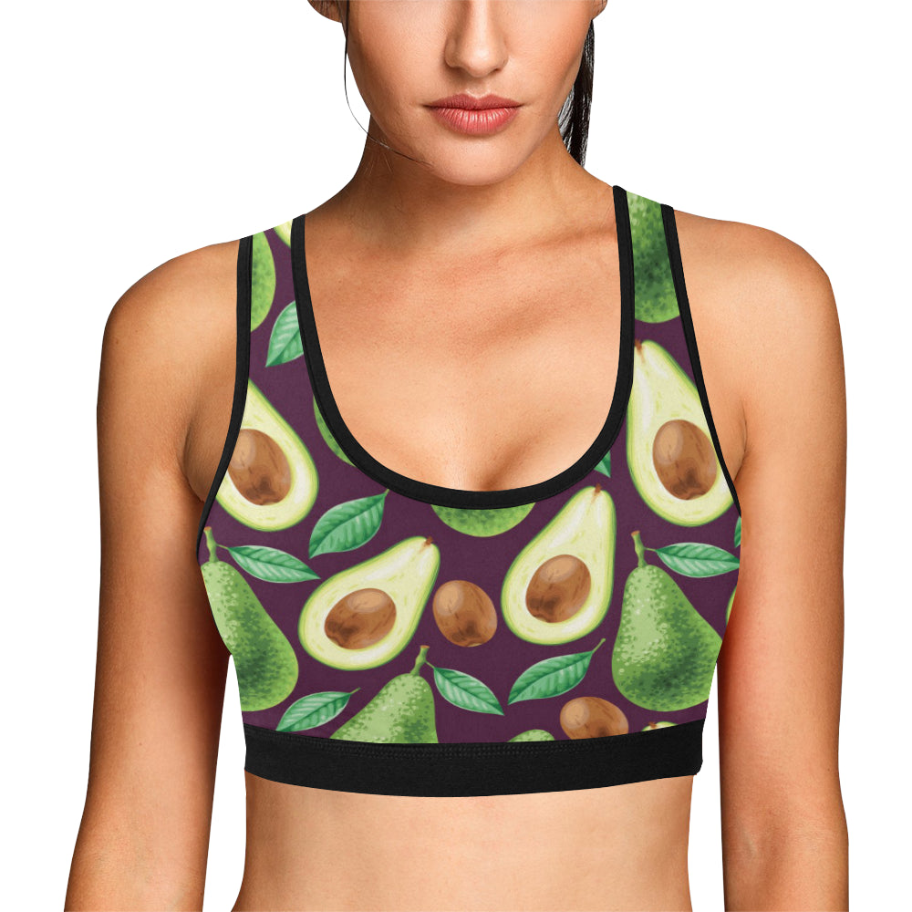 Avocado Pattern Print Design AC08 Sports Bra