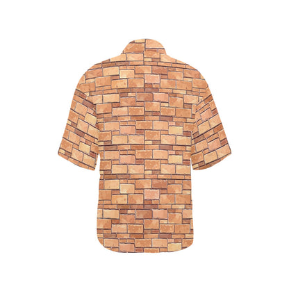 Brick Pattern Print Design 01 Women's Hawaiian Shirt