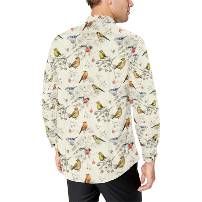 Bird Watercolor Design Pattern Men's Long Sleeve Shirt