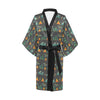 Camping Tent Pattern Print Design 03 Women's Short Kimono