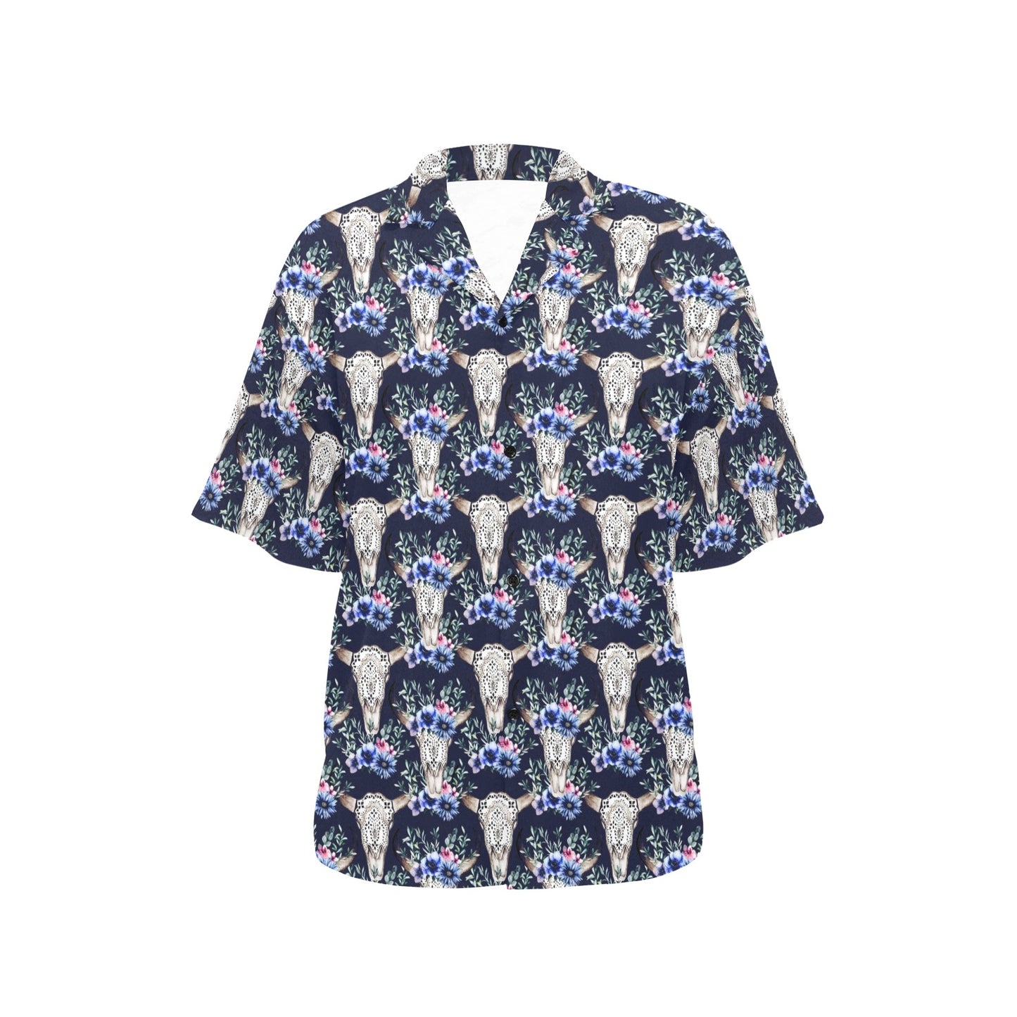 Buffalo Head Print Design LKS402 Women's Hawaiian Shirt