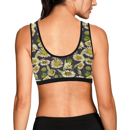 Daisy Vintage Print Pattern Sports Bra