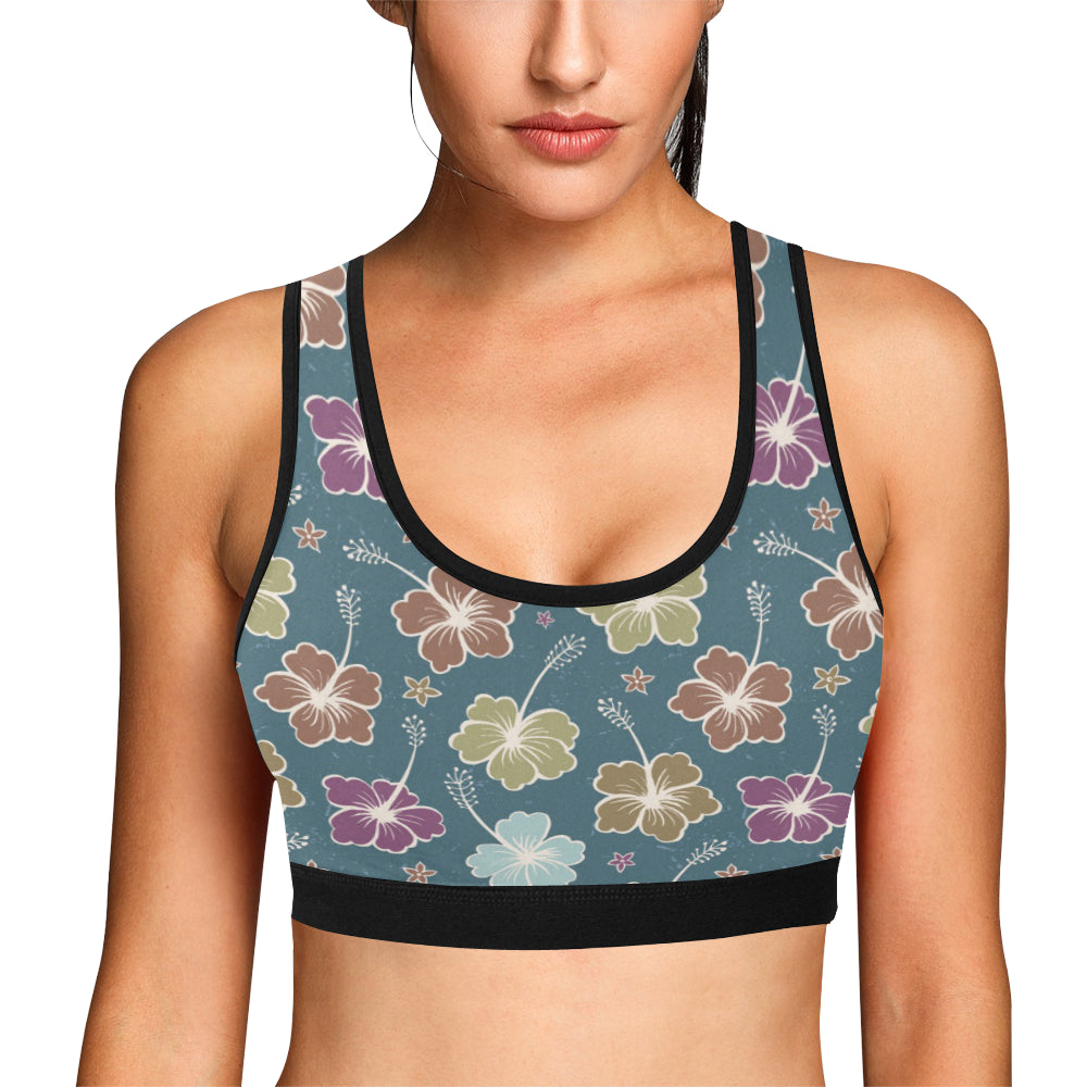 Hibiscus Pattern Print Design HB033 Sports Bra