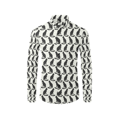 Black Cat Pattern Print Design 02 Men's Long Sleeve Shirt