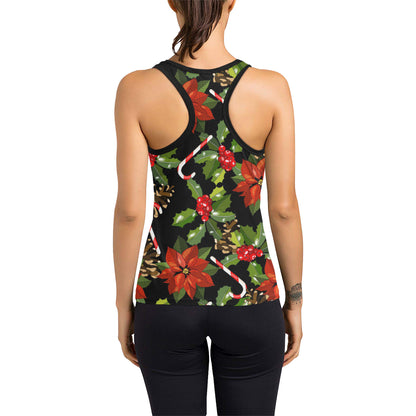 Poinsettia Pattern Print Design POT01 Women's Racerback Tank Top