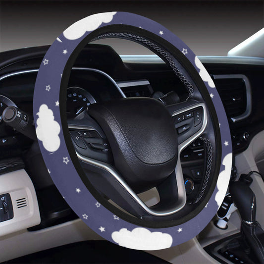 Cloud  Pattern Print Design 03 Steering Wheel Cover with Elastic Edge