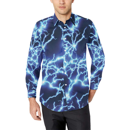 Lightning Thunder Pattern Print Design 04 Men's Long Sleeve Shirt