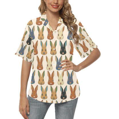 Rabbit Pattern Print Design RB04 Women's Hawaiian Shirt