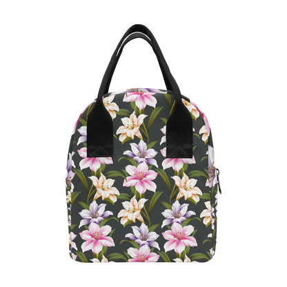 Lily Pattern Print Design LY01 Insulated Lunch Bag