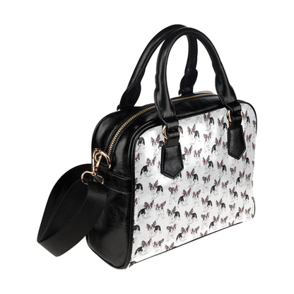 Boston Terrier Pattern Print Design 03 Shoulder Handbag