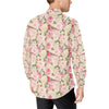 Bird Butterfly Pink Flower Print Pattern Men's Long Sleeve Shirt