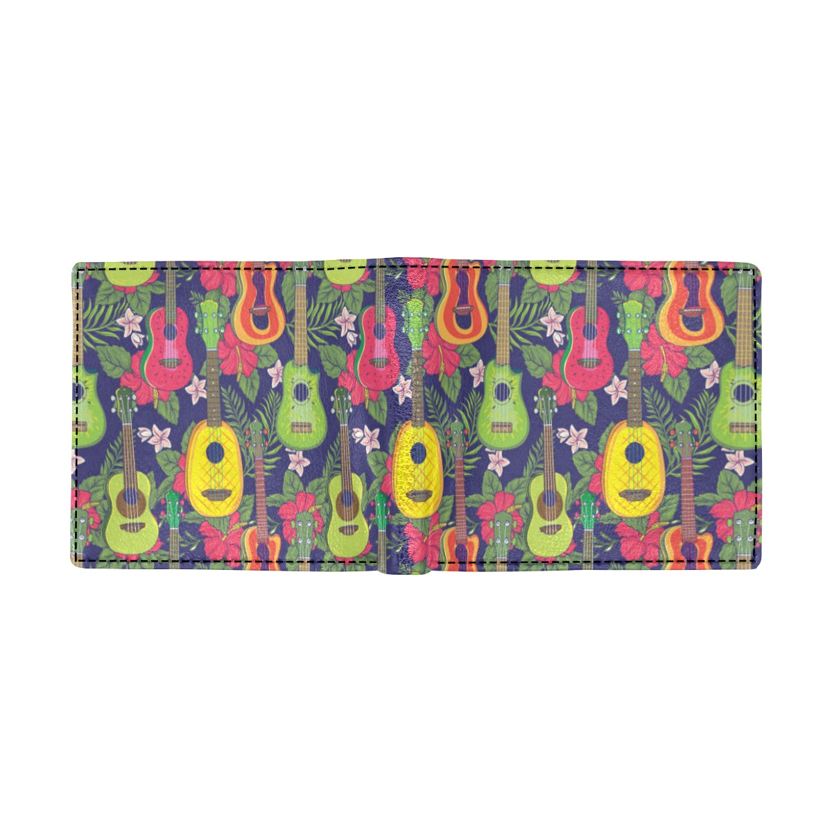 Ukulele Tropical Pattern Print Design 03 Men's ID Card Wallet